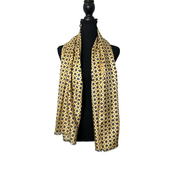 Yellow Blue Silk Scarf 55"x13" - Picture 1 of 2